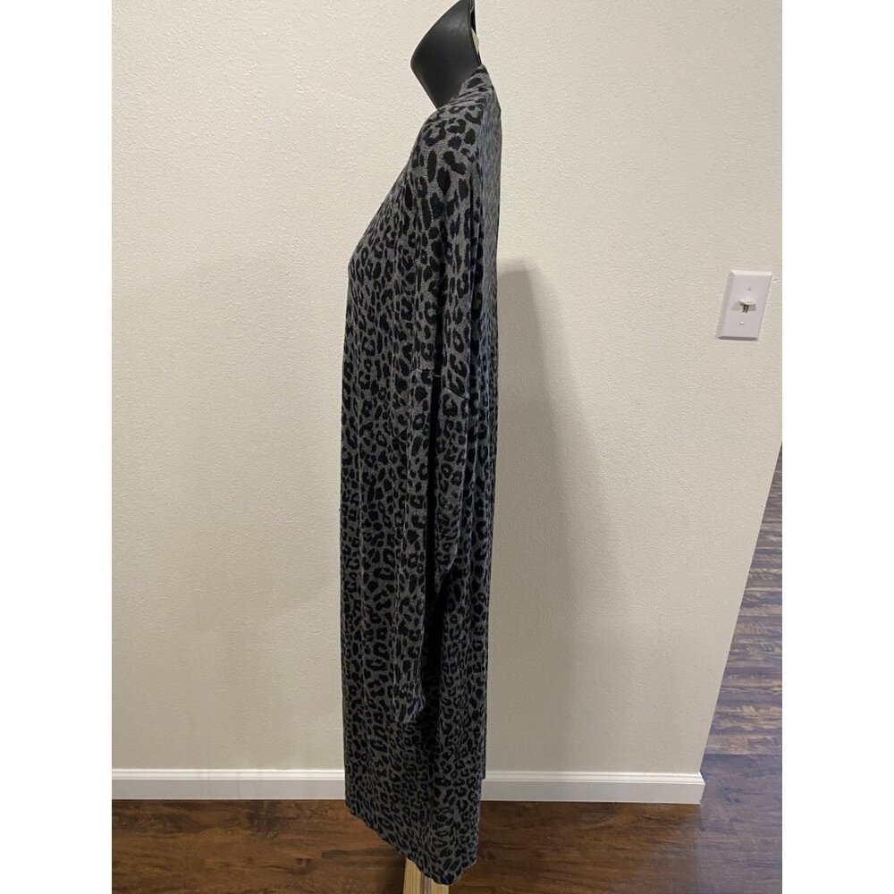 Terra & Sky Womens 2 XL Sweater Long 3/4 Sleeve Leopard Print Open - Picture 11 of 11